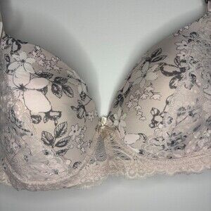 RENE ROFE NEW 38DD Bra Pink Floral Wireless Light Padding Adjustable Strap